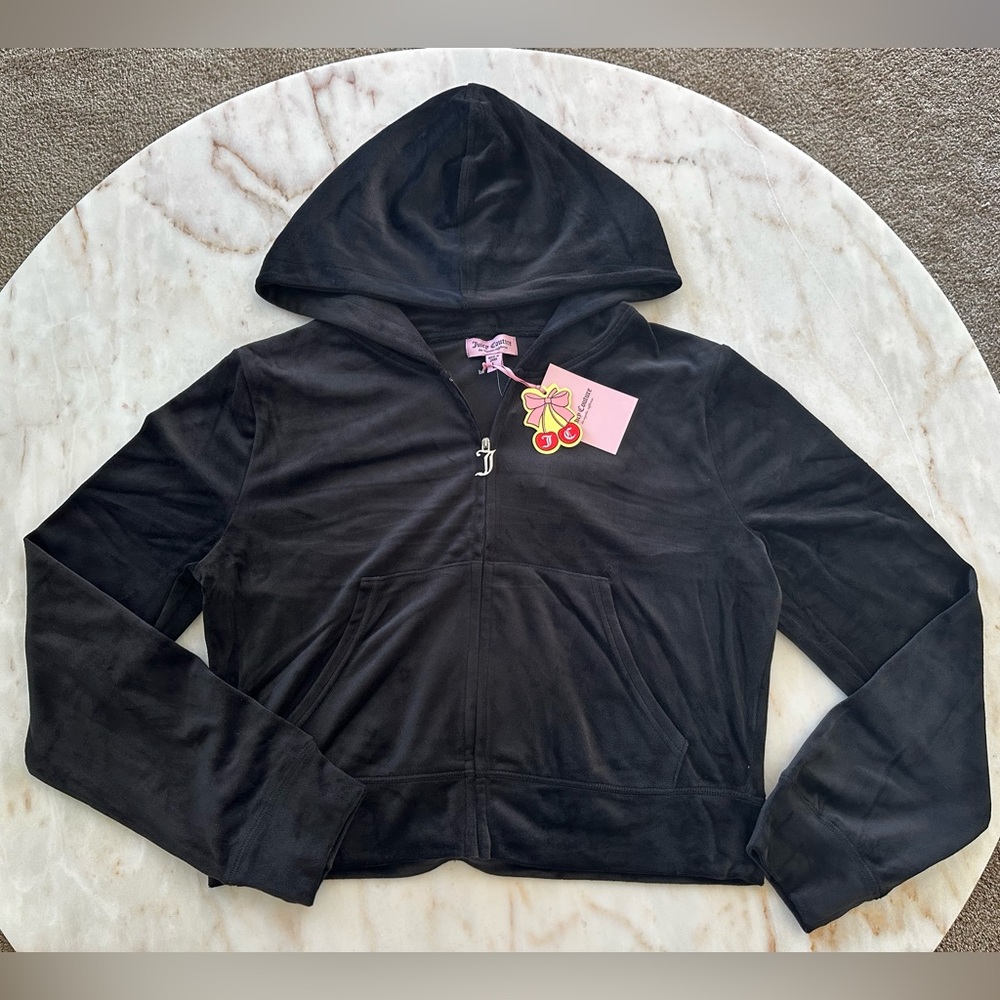 Juicy Couture Black Velour Zip-up Jacket - Picture 2 of 9